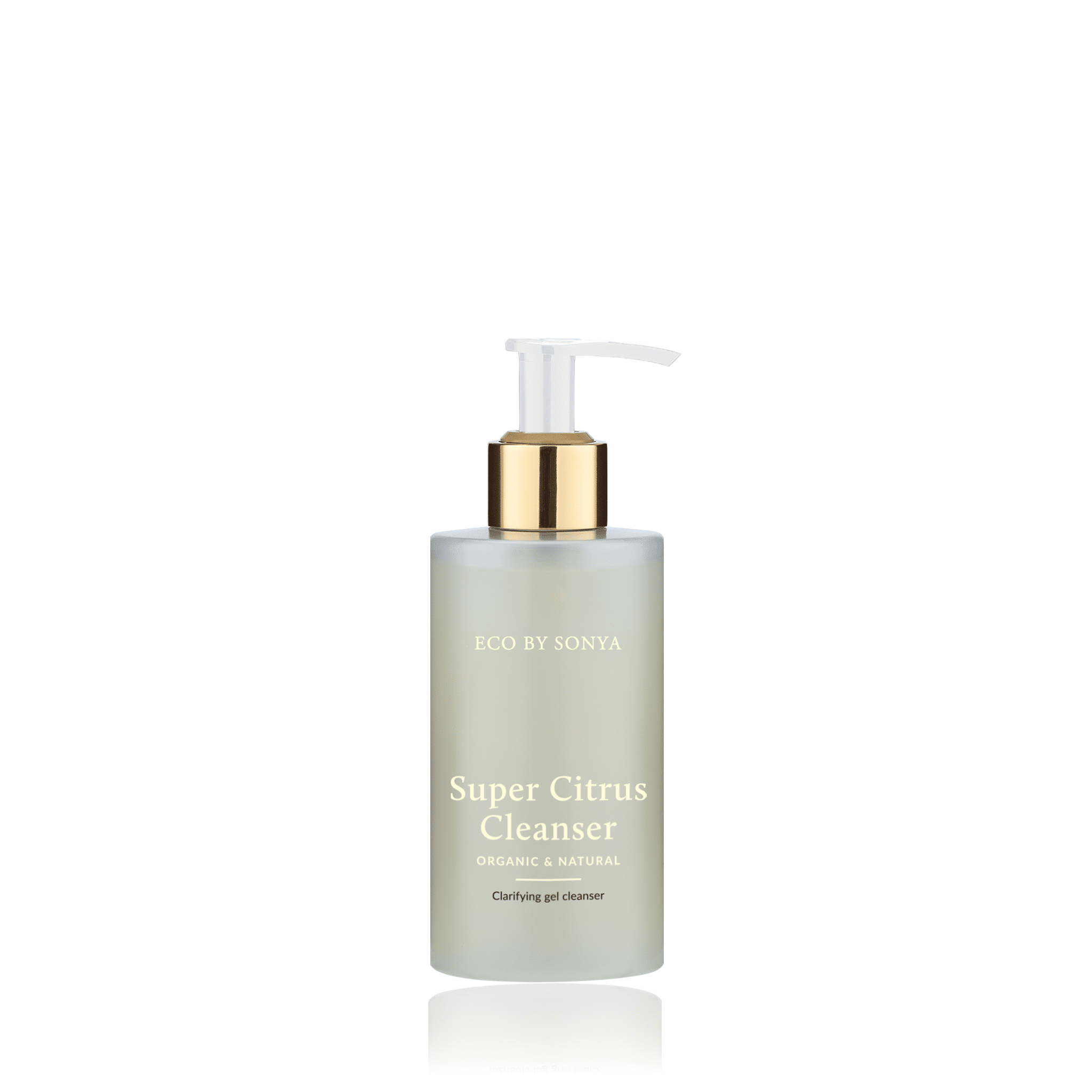 Super Citrus Cleanser bottle with pump on a white background