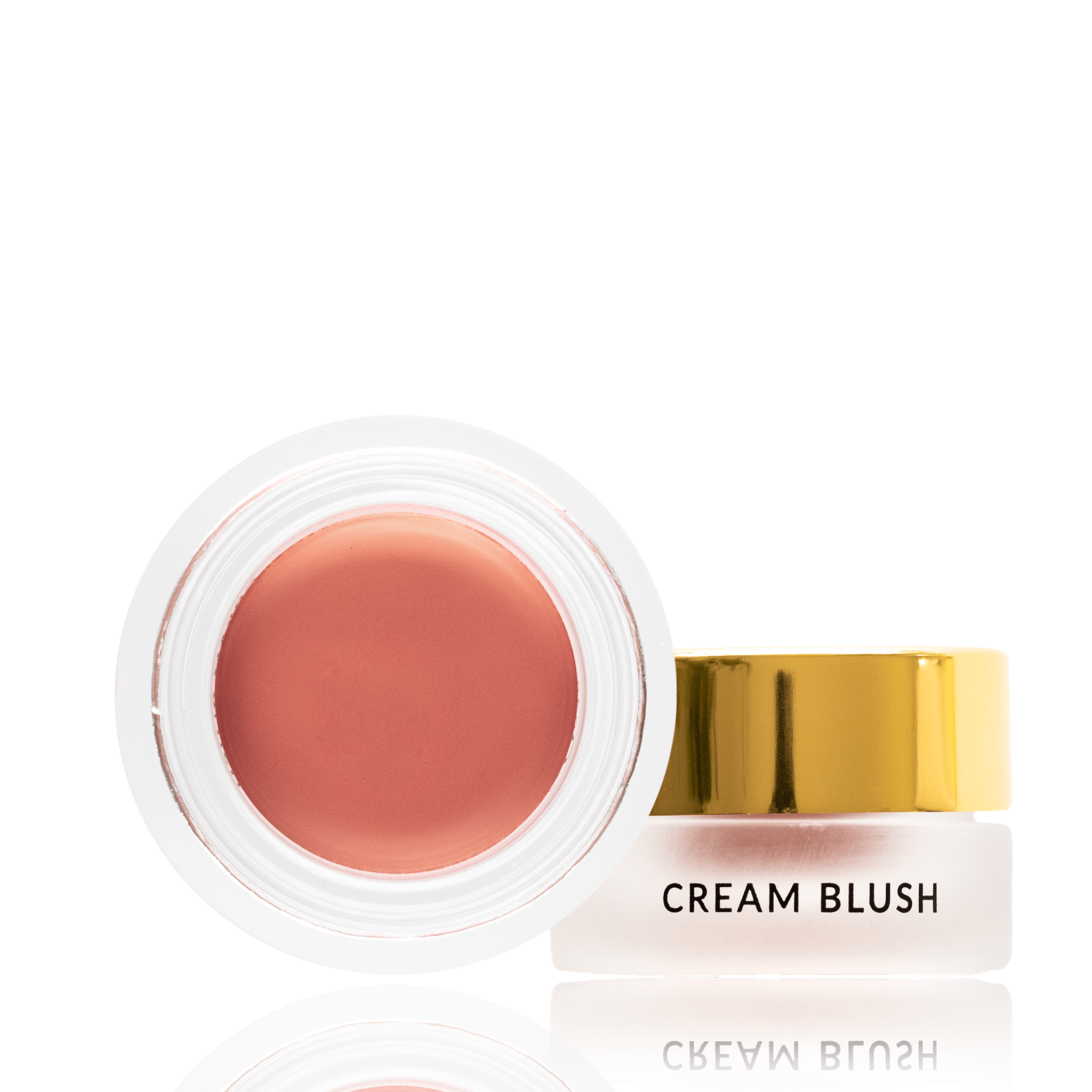 Eco By Sonya Cream Blush natural makeup in glass jar showing colour and soft texture on white background.