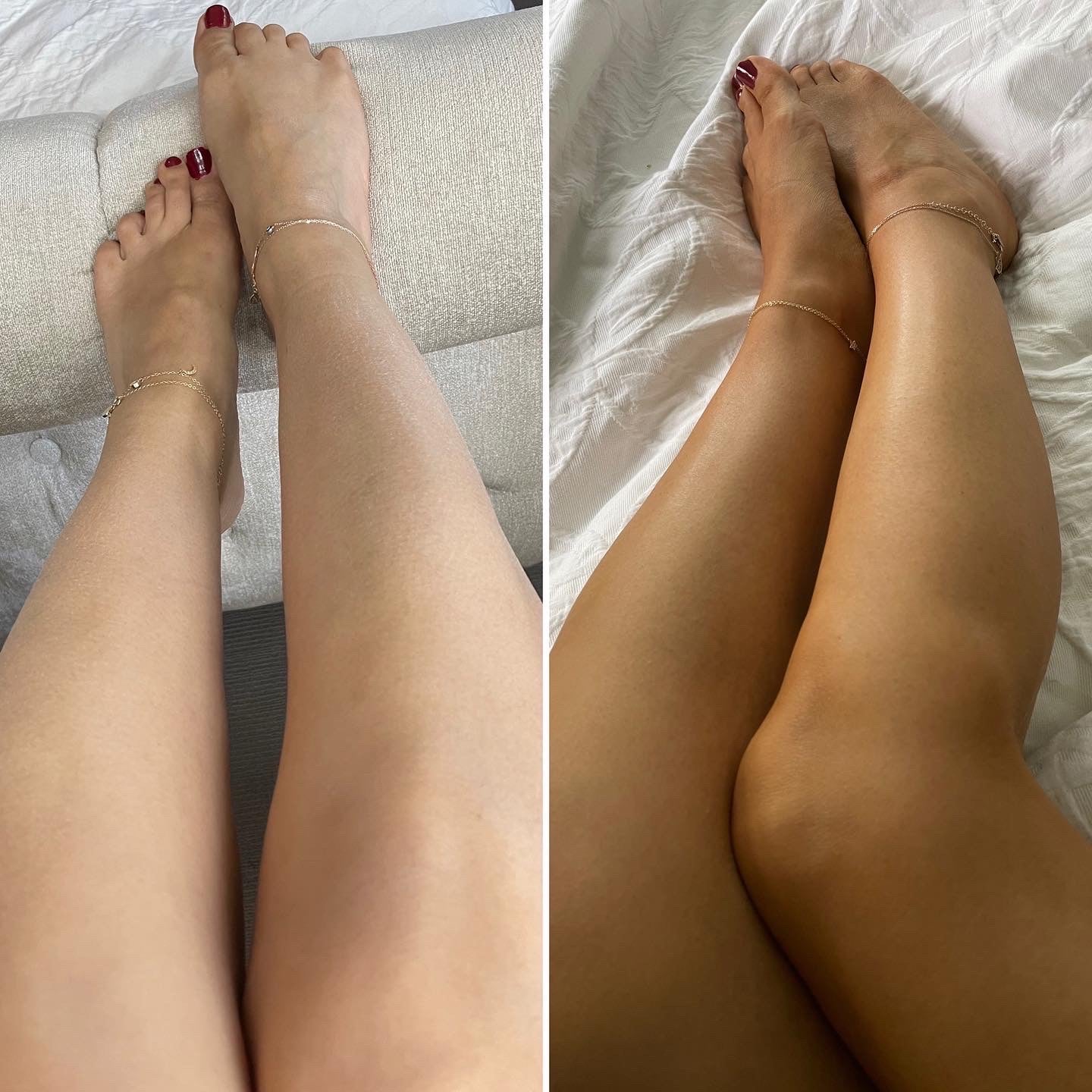 Invisible Tan - Eco Tan sunless organic natural tanning cream before after legs result
