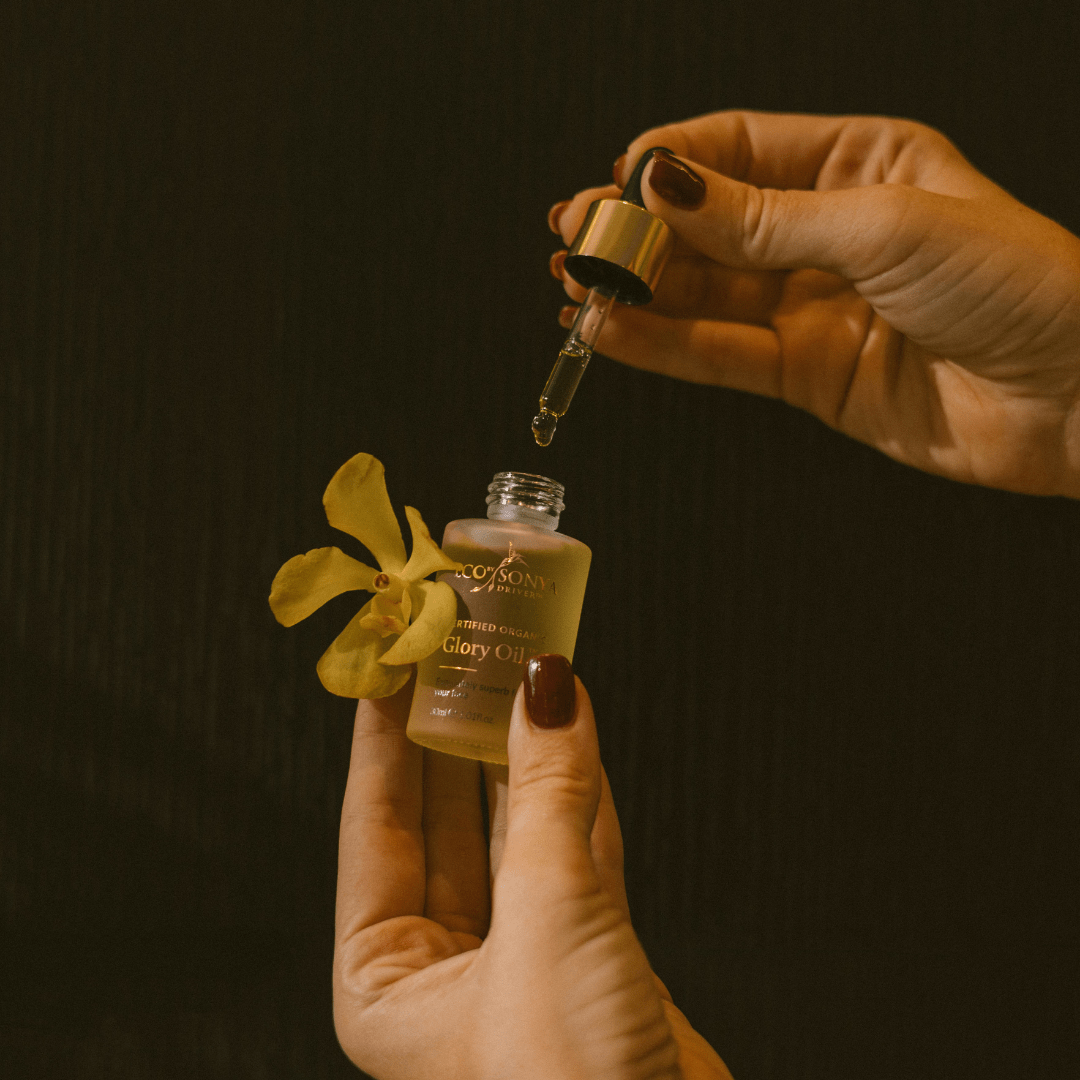 Natural organic Glory Oil with dropper, flower
